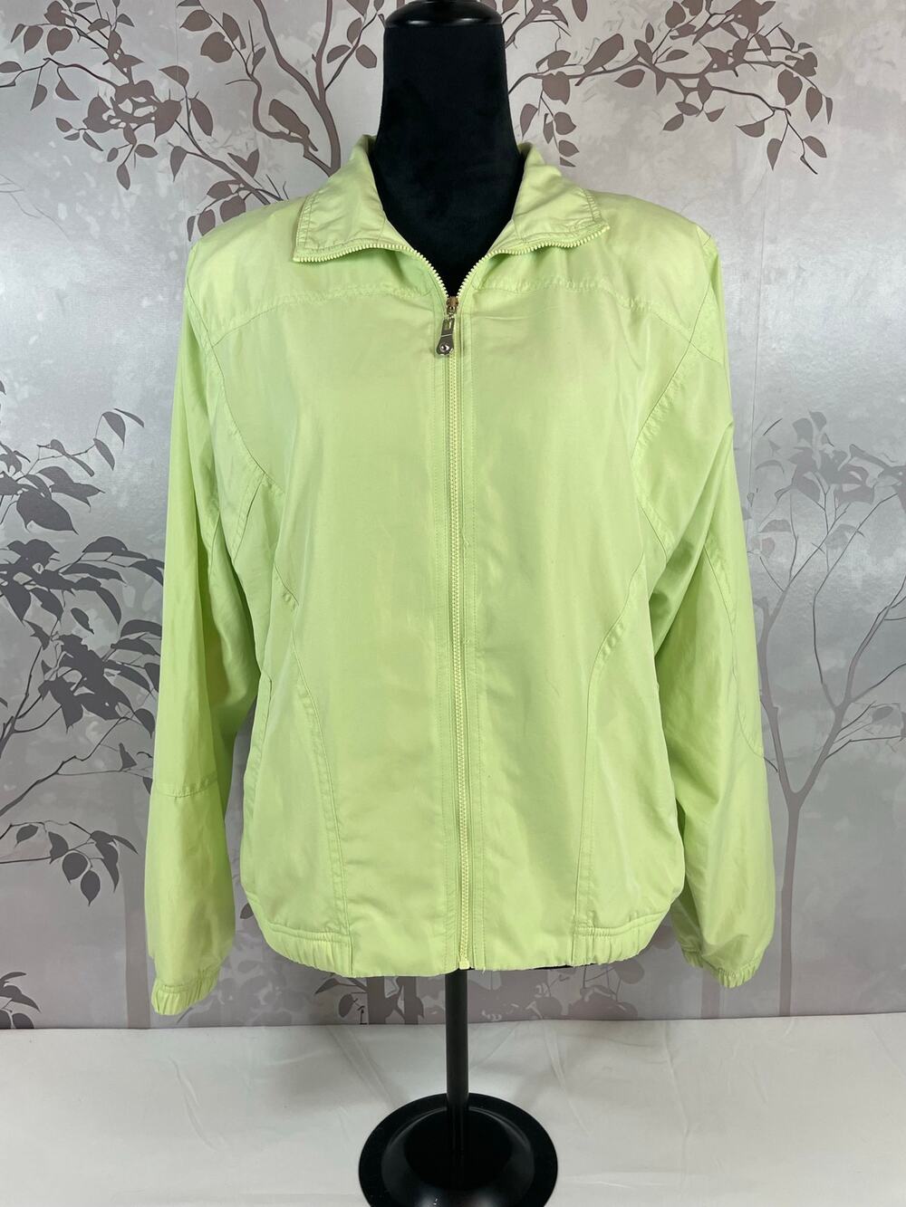 Koret Full Zip Lightweight Windbreaker Jacket Lime Green M Athleisure Retro Y2K